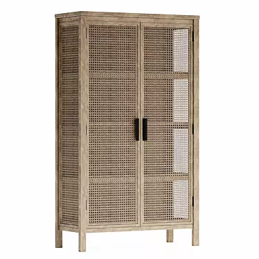 Rustic Rattan Storage Cabinet 3D model image 1 