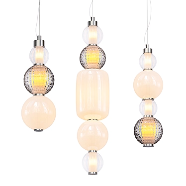 Elegant Glass-Lit Pendant Light 3D model image 1 