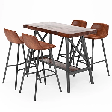 Modern Bar Table and Stool Set 3D model image 1 