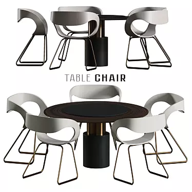 Modern Interior Table Chair 3D model image 1 