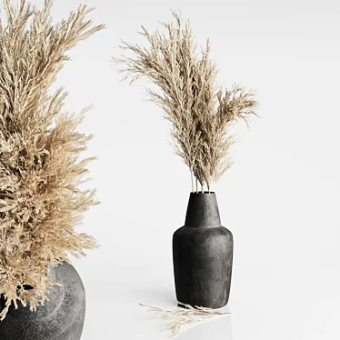 Dried Pampas Bouquets in Ceramic 3D model image 1 