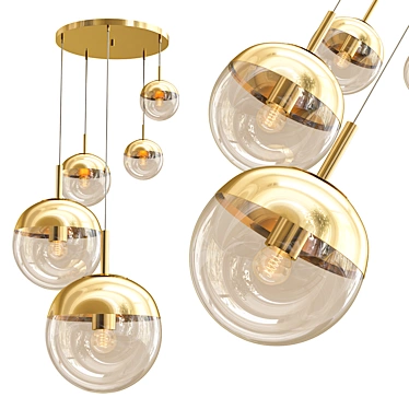 Gilded 5-Light Hanging Mirror Ball 3D model image 1 