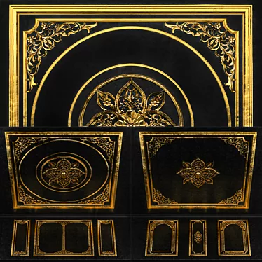 Golden Ornamental Frame Set 3D model image 1 