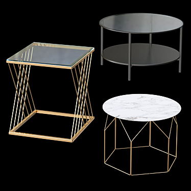 Nancy Glass-Top Metal Coffee Table 3D model image 1 