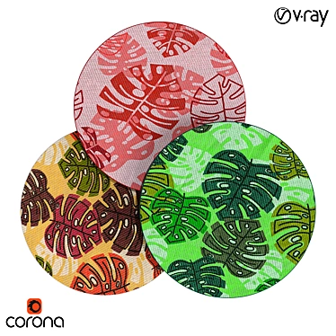 Floral Wool Area Rugs Set of 3 3D model image 1 