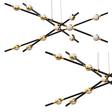 Bergamo Art-Deco Chandelier 3D model image 1 