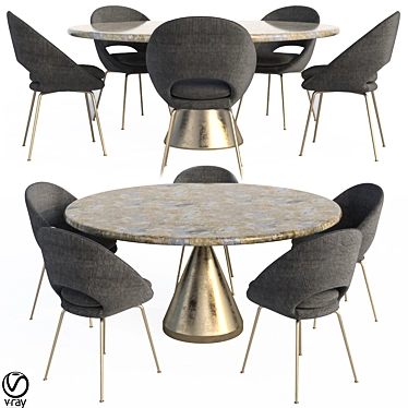 Contemporary Cling Dining Set 3D model image 1 