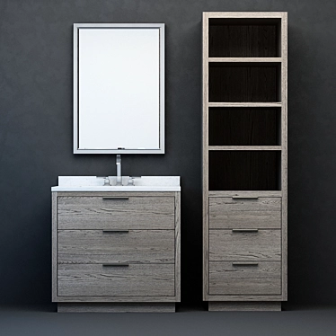 Sleek and Modern RH Machinto Vanity 3D model image 1 