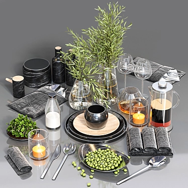 Elegant Dining: Table Setting 02 3D model image 1 