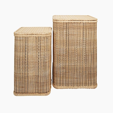 KOK MAISON Rattan Laundry Baskets - Set of 2 3D model image 1 