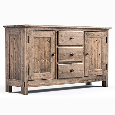 Rustic Buffet with Natural Finish 3D model image 1 