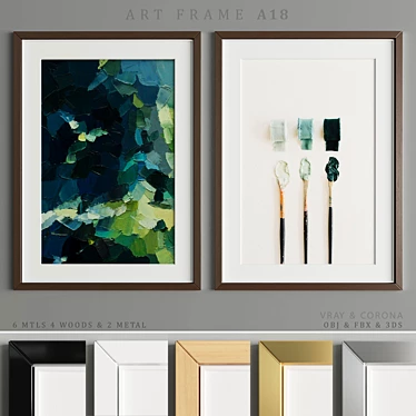 Modern Art Frame A18: Stylish Design, 4 Wood & 2 Metal Options, 50x70 cm 3D model image 1 