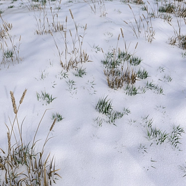 Snowy Grass Field: 3x3m Area with Custom Scatter 3D model image 1 