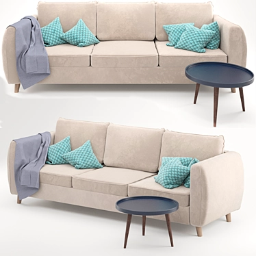 Beige Velvet Plantis Sofa 3D model image 1 
