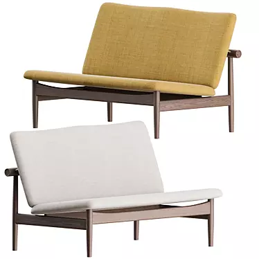 Finn Juhl Japan Sofa: Elegant 2-Seater 3D model image 1 