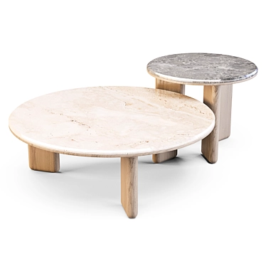 Oasis Marble & Oak Coffee Tables 3D model image 1 