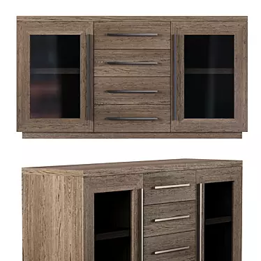 Elegant Glass Double Door Sideboard 3D model image 1 