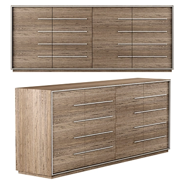 Modern Calvin Panel 4-Door Sideboard 3D model image 1 