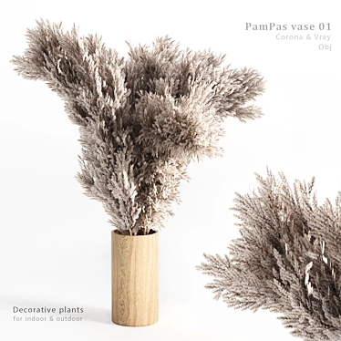 Elegant Pampas Vase 01 3D model image 1 