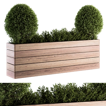 Rustic Wood Plant Set for Outdoors 3D model image 1 