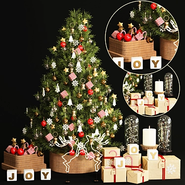 Festive Christmas Decorative Tree 3D model image 1 