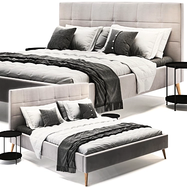 Elegant Highbury Grey Bed 3D model image 1 