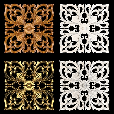 Elegant Wall Rosettes 35cm 3D model image 1 