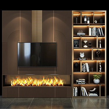 Modern TV Wall Set 3D model image 1 