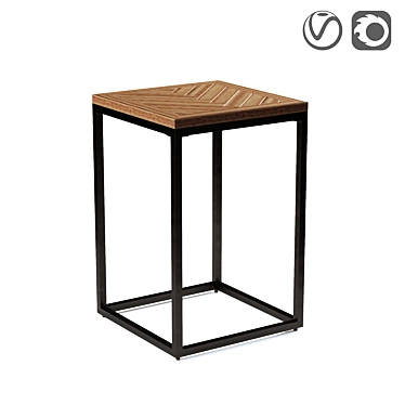 Rustic Green Wood & Metal Table 3D model image 1 