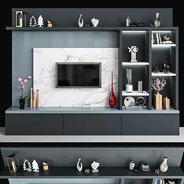 Versatile TV Wall Unit 3D model image 1 