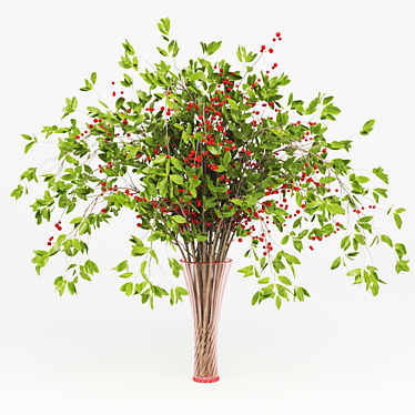 Vibrant Berry Blossom Floral Decor 3D model image 1 