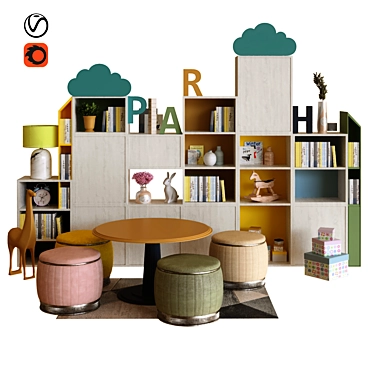 Playful Decor Collection: Books, Vase, Frame and More 3D model image 1 