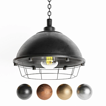 Sleek Black Industrial Pendant Lamp 3D model image 1 