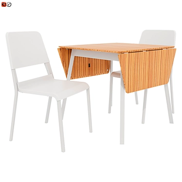 Sleek Bamboo Dining Set 3D model image 1 