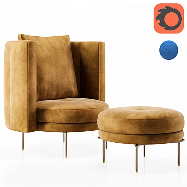 Minotti Swivel Armchair: Modern Elegance 3D model image 1 