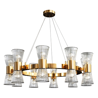 Elegant Brass Chandelier: 4-Light Beauty 3D model image 1 