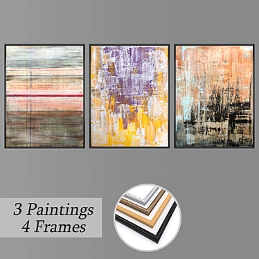 Elegant Wall Painting Set 3D model image 1 