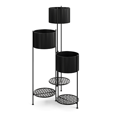 Stylish Black 3-Tier Plant Stand 3D model image 1 