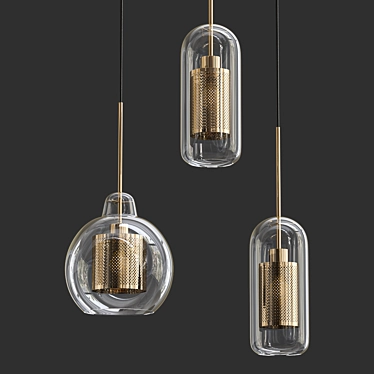 Elegant Chiswick Glass Pendant 3D model image 1 