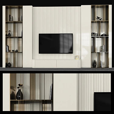 Modern TV Wall Set with 60" TV 3D model image 1 