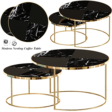 Sleek Nested Coffee Table 3D model image 1 