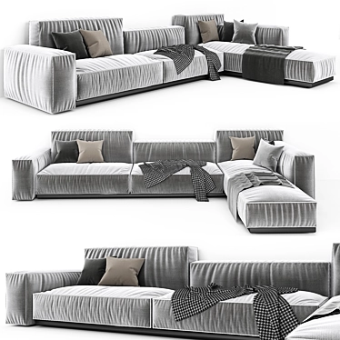 Modern Gray Sofa: 3D Render & Formats 3D model image 1 