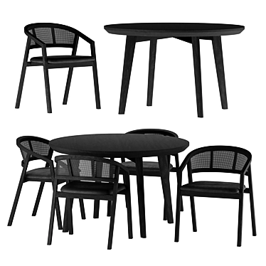 Molina Wooden Dining Set: Elegant and Stylish 3D model image 1 