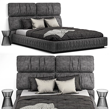 Modern Gray Bed: 3DSMAX, FBX, OBJ 3D model image 1 