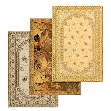 Luxury Set of 3 High-Quality Carpets 3D model image 1 