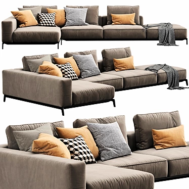 Luxurious Flexform Ettore Sectional 3D model image 1 