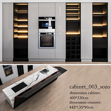 Modern Sozo Cabinet with 3D Design 3D model image 1 