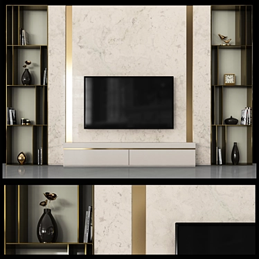 Modern TV Wall Set with 60" Screen 3D model image 1 