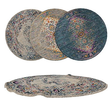 Round Carpets Set: Versatile Textured Collection 3D model image 1 