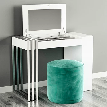 Elegant Franco Dressing Table & Ottoman Set 3D model image 1 